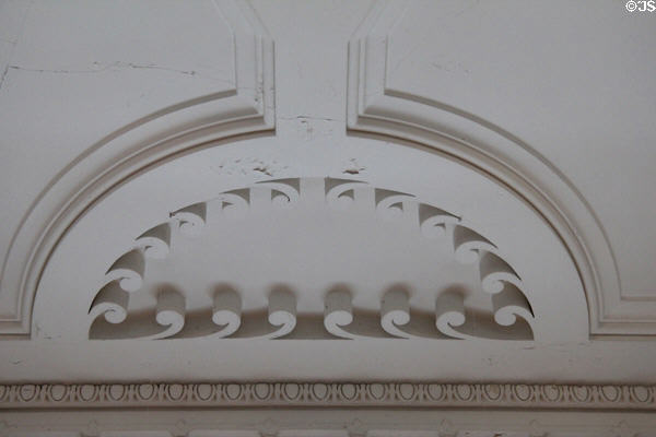 Decorative ceiling plaster work at Sag Harbor Whaling Museum. Sag Harbor, NY.