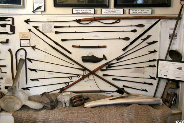 Hunting & harvesting tools of whaling industry at Sag Harbor Whaling Museum. Sag Harbor, NY.