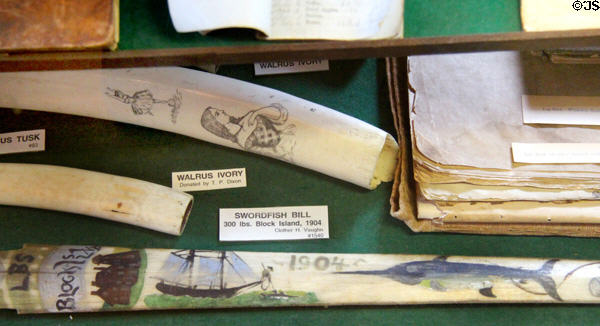 Scrimshaw artwork at Sag Harbor Whaling Museum. Sag Harbor, NY.