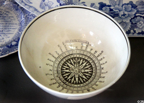 Compass bowl (Liverpool) at Sag Harbor Whaling Museum. Sag Harbor, NY.