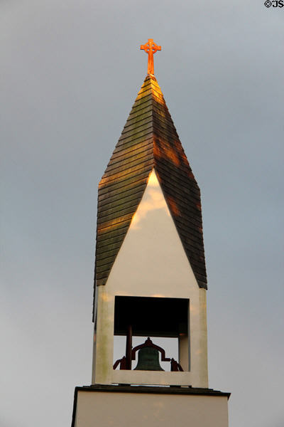 St Ann's Episcopal Church spire in evening sunshine. Bridgehampton, NY.