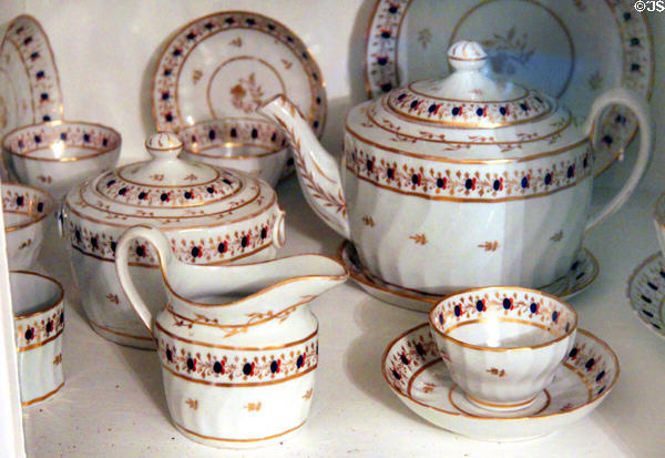 Coffee & tea service with lusterware trim at Home Sweet Home Museum. East Hampton, NY.