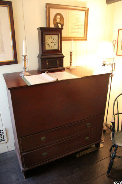 Mantle clock on antique chest at Home Sweet Home Museum. East Hampton, NY.