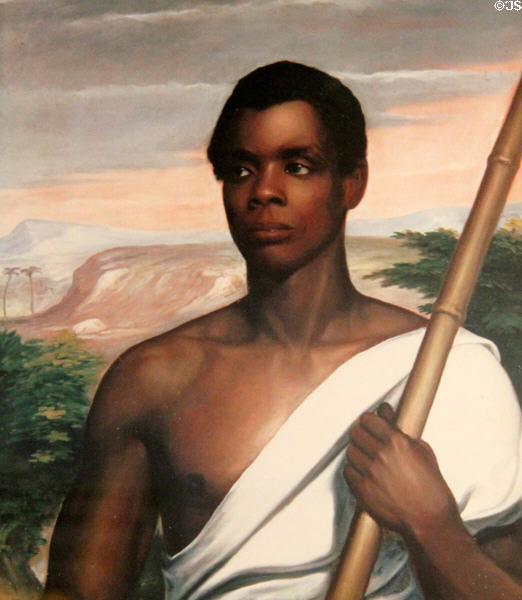 Cinque, leader of La Amistad captives painting (c1840) at Montauk Lighthouse museum. Montauk, NY.