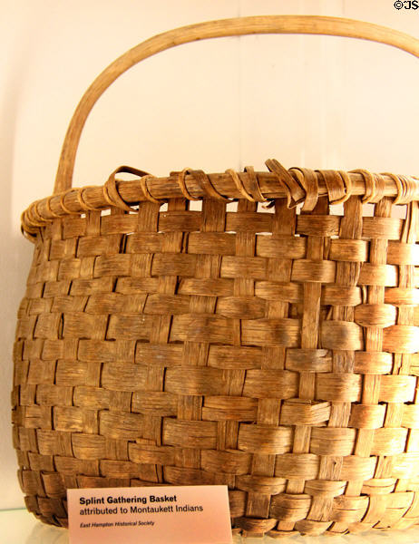 Splint Gathering Basket attributed to Montaukett Indians at Montauk Lighthouse museum. Montauk, NY.