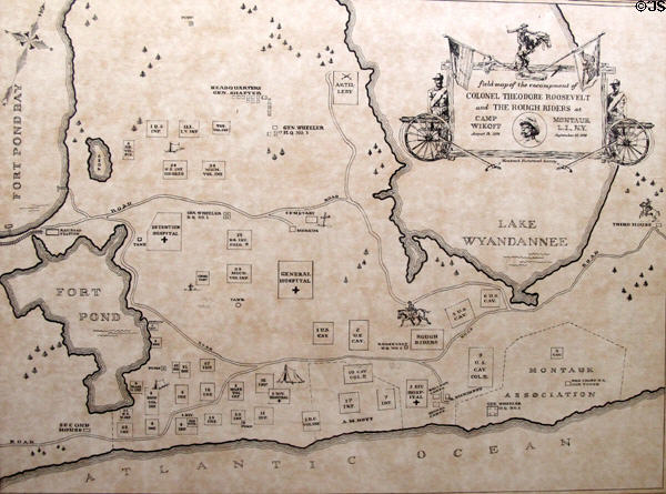 Map of Camp Wikoff inhabited by Teddy Roosevelt & troops for quarantine towards end of Spanish American War at Montauk Lighthouse museum. Montauk, NY.