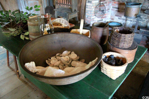 Bowls & baskets for food at Thomas Halsey Homestead. South Hampton, NY.