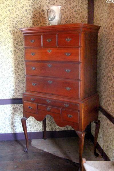 High Chest of Drawers (1770-1800) attrib. to Caleb Cooper (1745-1834) of Southampton at Thomas Halsey Homestead. South Hampton, NY.