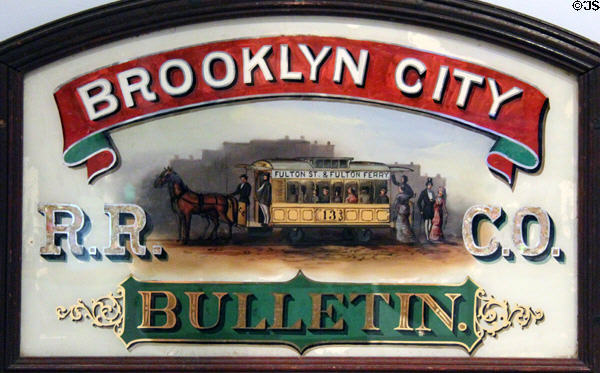 Brooklyn City R.R. Co. advertising sign at carriage collection of Long Island Museum. Stony Brook, NY.