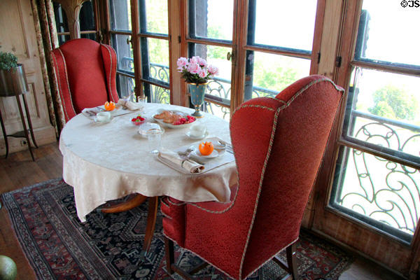 Upstairs corridor with breakfast nook at Vanderbilt Mansion. Centerport, NY.