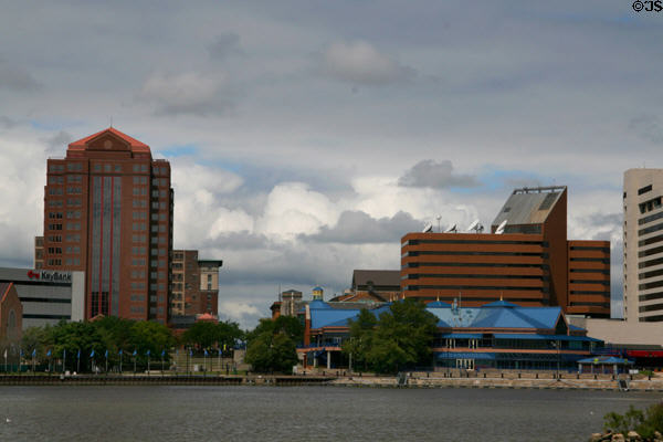 Skyline of Toledo with HCR Manor Care, Four SeaGate, & SeaGate park buildings. Toledo, OH.