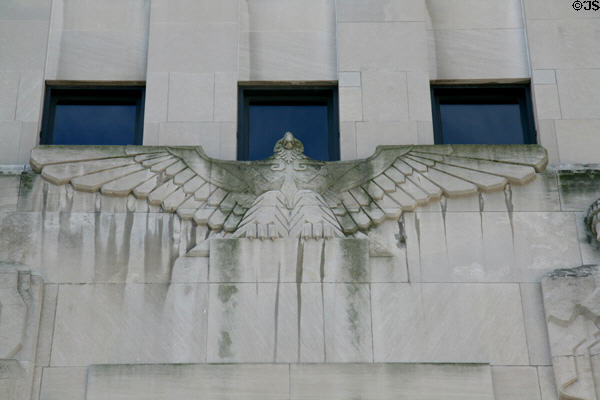 Art Deco eagle over portal of National City Bank. Toledo, OH.