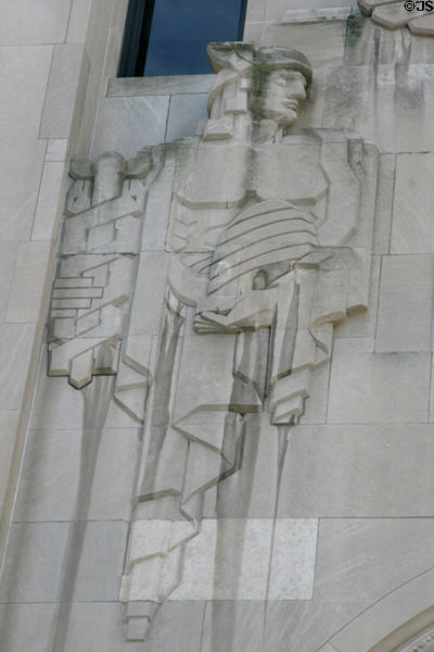 Art Deco mercury over portal of National City Bank. Toledo, OH.