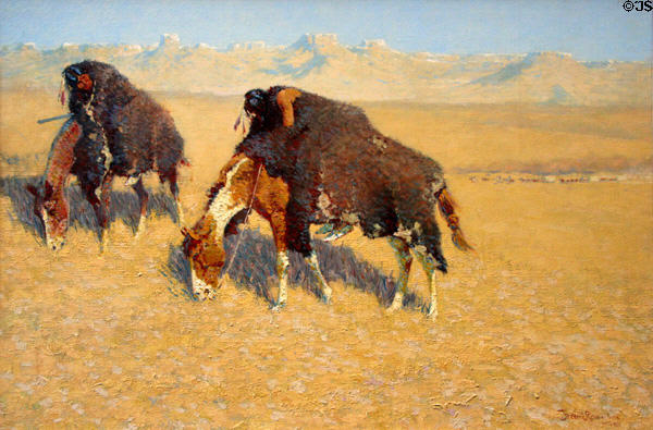 Indians Simulating Buffalo painting (1908) by Frederic Remington at Toledo Museum of Art. Toledo, OH.