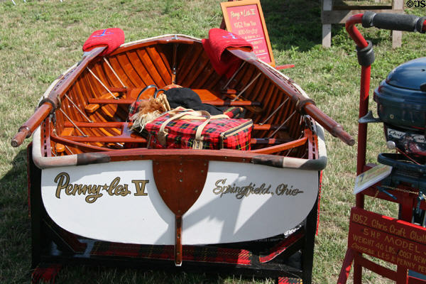 Antique wooden rowboat (1952) at Toledo Boat Show. Toledo, OH.