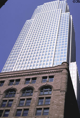 Society for Savings Building (1889) (10 floors) (127 Public Square) in front of Key Tower. Cleveland, OH. Architect: Burnham & Root. On National Register.
