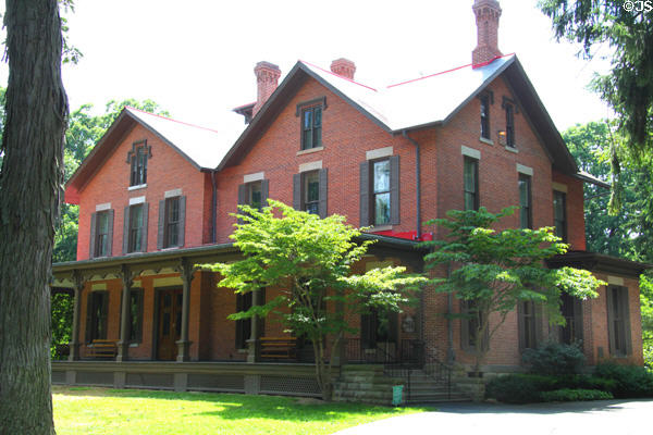 Sardis Birchard Home (1859-63) (left) with 1880 Hayes addition at Spiegel Grove. Fremont, OH. Architect: R.W.B. McClellan, R.B. Hayes & Joseph Rumbaugh. On National Register.