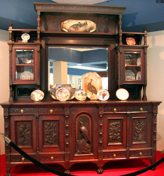 Sideboard with Rutherford B. Hayes Presidential China at Hayes Presidential Center. Fremont, OH.