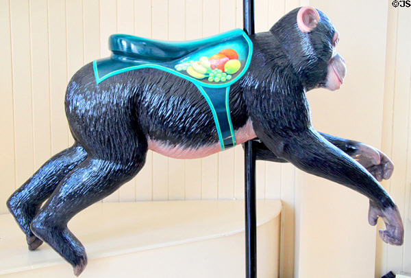 Carousel chimp (2009) by Carousel Works of Mansfield, OH at Merry-Go-Round Museum. Sandusky, OH.