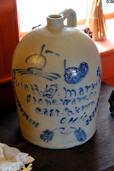 Stoneware crock from East Akron Ohio at Col. Simon Perkins Stone Mansion. Akron, OH.