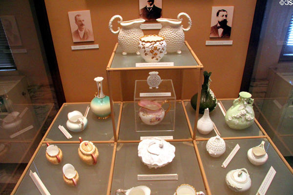 Lotus Ware white porcelain perfected (1880s) by Knowles, Taylor & Knowles, Co. of East Liverpool at Museum of Ceramics. East Liverpool, OH.
