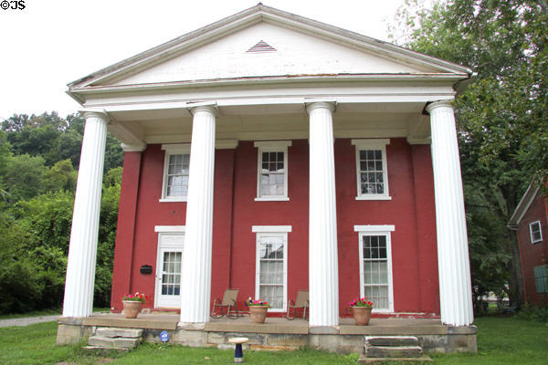 George Guthrie house (1841) (521 Woodlawn Ave.) a stop on the Underground Railroad. Zanesville, OH. Style: Greek Revival. On National Register.