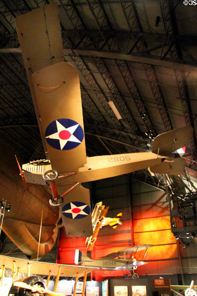 Curtiss JN-4D Jenny biplane trainer (c1917-8) became America's barnstorming plane after WWI at National Museum of USAF. Dayton, OH.
