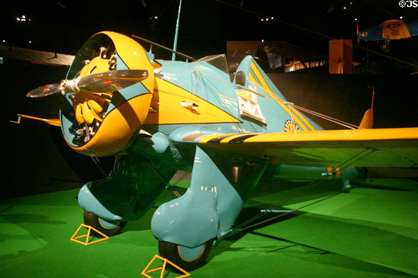 Boeing P-26A (Peashooter) (1932) replica was U.S. Army Air Corps' first all-metal monoplane fighter at National Museum of USAF. Dayton, OH.