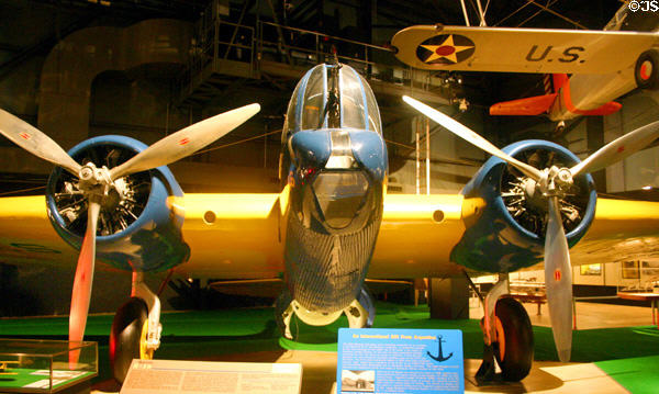 Martin B-10 (1933-6) all-metal monoplane bomber with retractable landing gear, rotating gun turret & enclosed cockpit at National Museum of USAF. Dayton, OH.