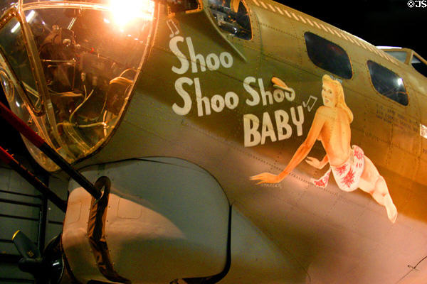 Nose art of Boeing B-17G Flying Fortress (1935-45) bomber at National Museum of USAF. Dayton, OH.