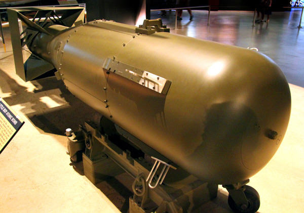 Little Boy atomic bomb model as dropped on Hiroshima by Enola Gay B-29 on Aug. 6, 1945 at National Museum of USAF. Dayton, OH.