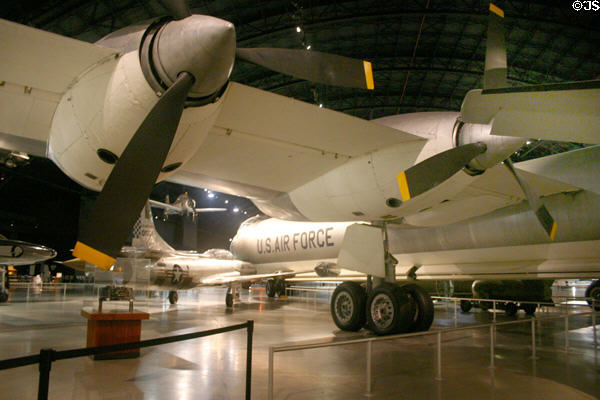 Rear mounted propeller engines of Convair B36J (1946-58) bomber at National Museum of USAF. Dayton, OH.