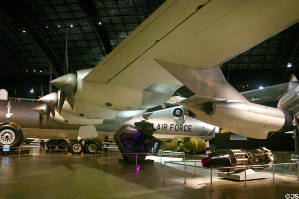 Wing of Convair B36J (1946-58) bomber with mixed jet & prop engines at National Museum of USAF. Dayton, OH.