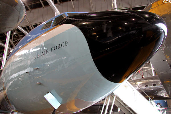 Nose of Boeing VC-137C SAM 26000 (1962) presidential Air Force One at National Museum of USAF. Dayton, OH.