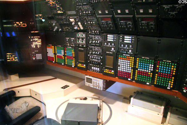 Electronics controls of Boeing VC-137C SAM 26000 (1962) presidential Air Force One at National Museum of USAF. Dayton, OH.