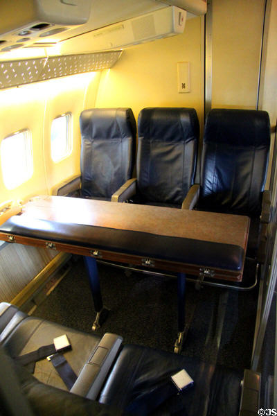 Seating in Boeing VC-137C SAM 26000 (1962) presidential Air Force One at National Museum of USAF. Dayton, OH.