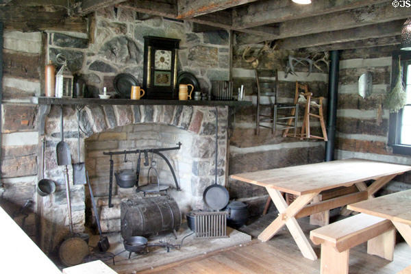 Newcom Tavern interior fireplace at Carillon Historical Park. Dayton, OH.