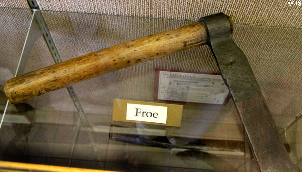Froe tool for cleaving shingles at Carillon Historical Park. Dayton, OH.