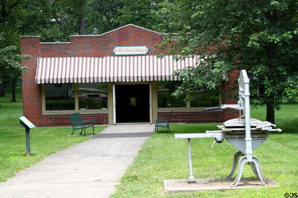 Print Shop (1930s) produced business forms & packaging for Dayton's manufacturers at Carillon Historical Park. Dayton, OH.