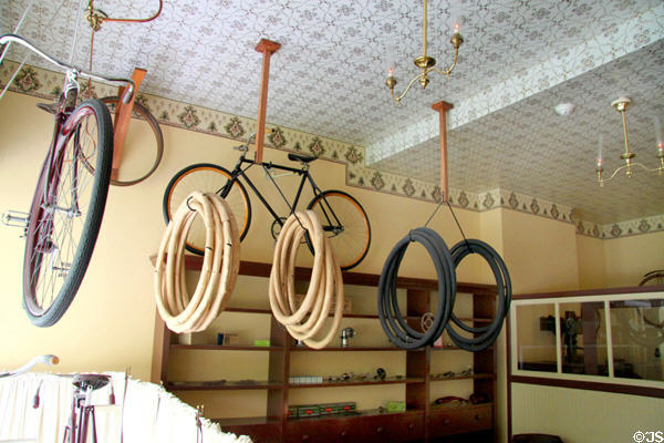 Recreated Wright Cycle shop showroom with bike actually sold by Wright in 1901 at Wright Brothers Aviation Center. Dayton, OH.