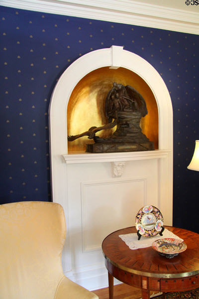Niche with statue of Wright Bros. observing flight in Parlor at Hawthorn Hill. Dayton, OH.
