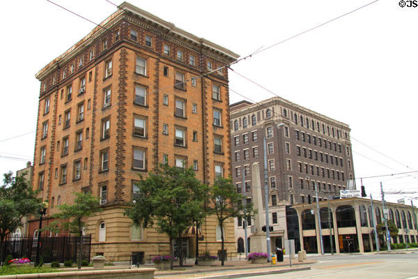 Insco Apartments Building (255 N. Main St.) beside gray 11 West Monument Building. Dayton, OH. Architect: Charles Insco Williams. On National Register.