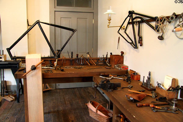 Workshop of Wright Cycle shop. Dayton, OH.