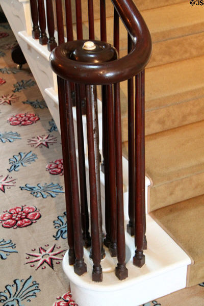 Bannister & newel post at Reese-Peters House. Lancaster, OH.