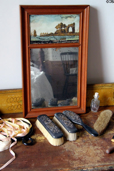 Frontier mirror with brush set at Johnston Farm. Piqua, OH.