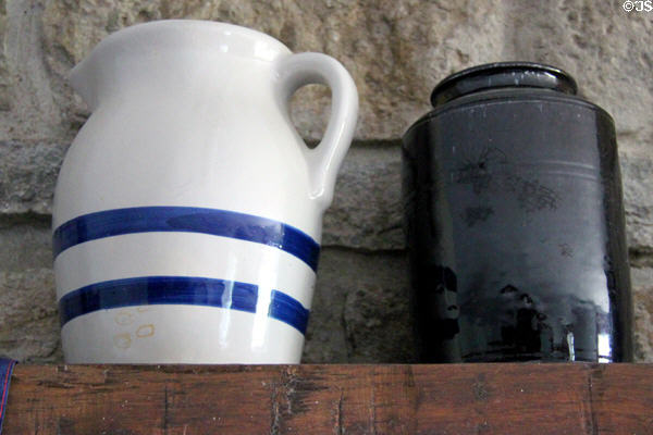 Ceramic pitcher & crock in kitchen at Johnston Farm. Piqua, OH.
