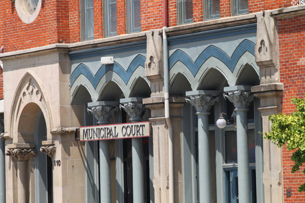 Gothic arches along side of Sidney Monumental Building. Sidney, OH.