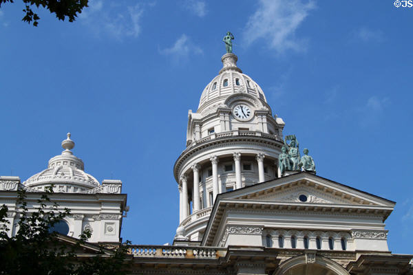 Domes & pediments of Miami County Courthouse. Troy, OH.