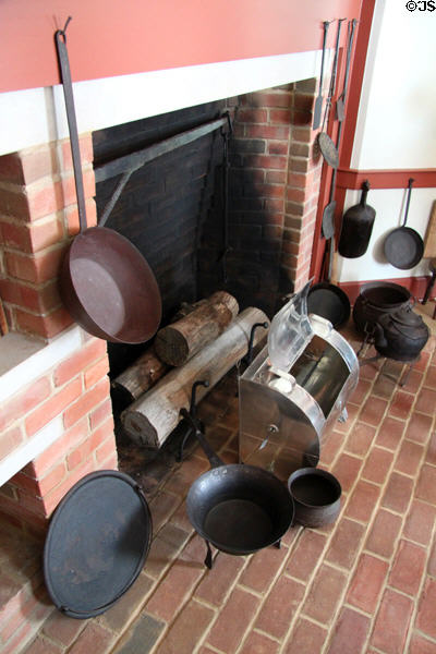 Pans & rotisserie in Kitchen of Whitney home at Historic Kirtland Village. Kirtland, OH.
