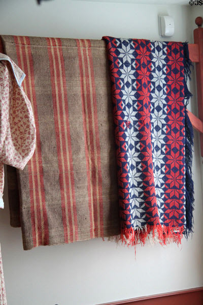 Weavings in Whitney home at Historic Kirtland Village. Kirtland, OH.
